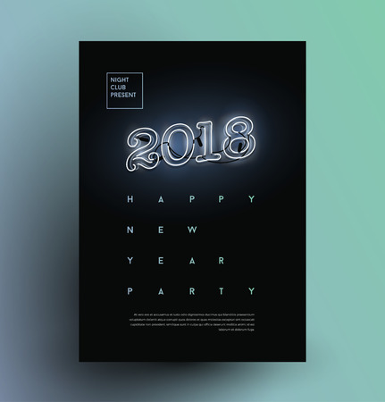 Minimalist Modern Styled 2018 Happy New Year Party Poster Flyer Template Invitation for Your New Year Celebration Party Event.のイラスト素材