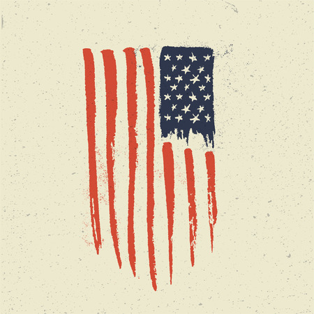 Hand Drawn American Flag. Handcrafted Grunge vintage styled vector illustration.のイラスト素材