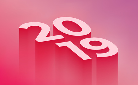 2019 new year pink abstract background. Template for your designs. Modern minimalistic styled vector...