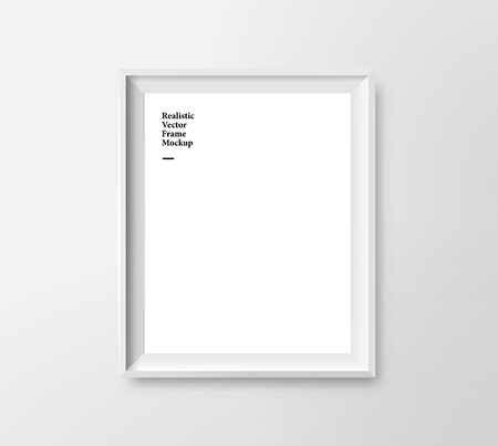 Realistic Minimalistic White Photo Frame Mock Up. Vector EPS 10 Illustration.のイラスト素材