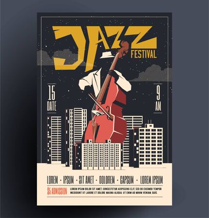 Jazz music live night party event poster flyer template.のイラスト素材