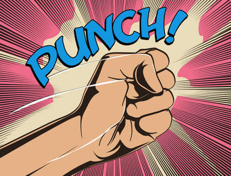 Comics fist fight punch vintage styled vector eps 10 illustration