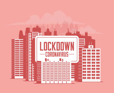 Lockdown city for coronavirus quarantine. Vector eps 10 illustrationのイラスト素材
