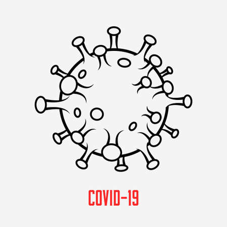 COVID-19 coronavirus virus bacteria outlined icon. Vector eps 10 illustrationのイラスト素材