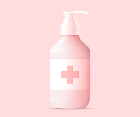 Hand sanitizer alcohol gel bottle silhouette concept. Hand disinfection concept. Vector eps 10 illustration.のイラスト素材