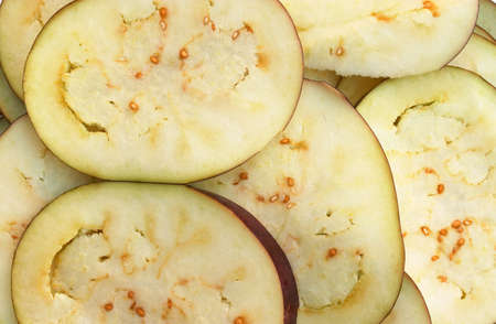Aubergine slices, just right for mousaka!