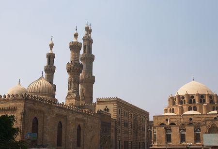 The ancient Al Azhar Muslim University and Mosque, the highest seat of Sunni Islamic learning, in Cairo.の写真素材