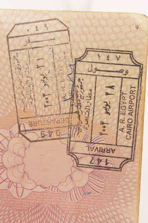 Old Cairo airport entry and exit stamps.の写真素材