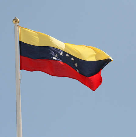 The national flag of Venezuela, in South Americaの写真素材