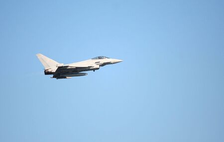 The Typhoon F2 (Eurofighter) in action at Lowestoft. Squadron markings have been removed.の写真素材