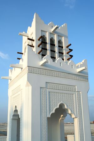 An ornamental wind tower in Doha, Qatar. The towers made the air circulate, acting as a predecessor...