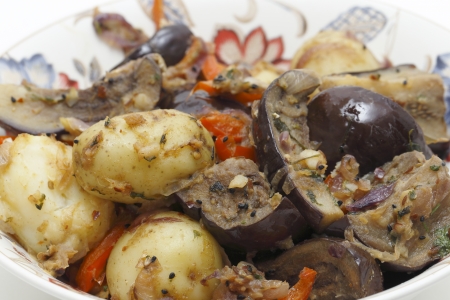 Balti style aubergine and potato curryの写真素材