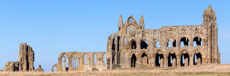 The ruins of Whitby Abbey in Yorkshire, UK, which provided inspiration for Bram Stoker's Dracula.の写真素材