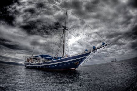 traditional indonesian sailing boatの写真素材