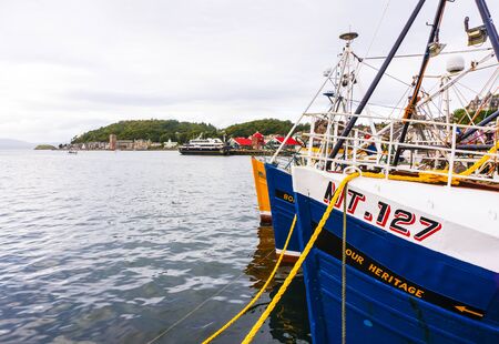 Oban Harbour, Oban, Argyle, Scotland. 28th August 2015. A typical scene in Oban harbour with the...