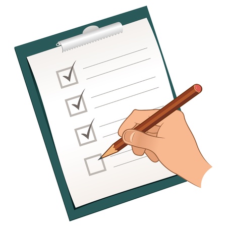 Hand with pencil marking a check listのイラスト素材