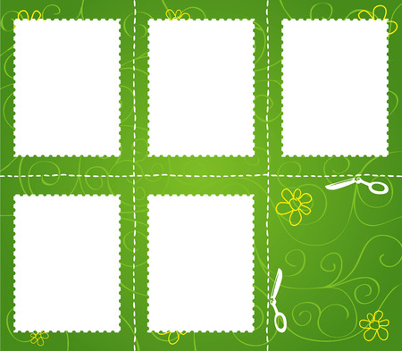 Set of cut marks on green backgroundのイラスト素材