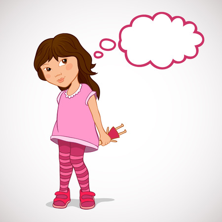 Vector illustration of a dreaming girl with a thought bubble  Fully layered EPS10 のイラスト素材