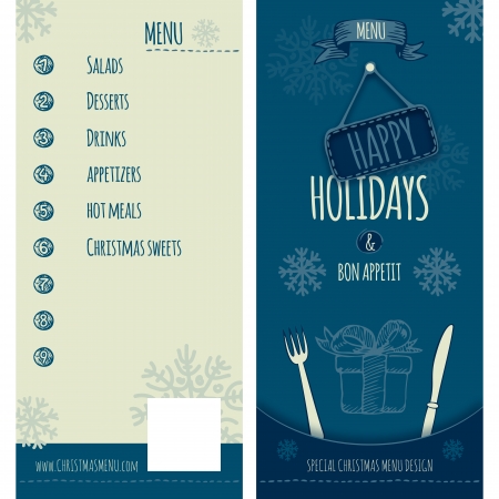 Special menu design for Christmas and New Year holidays, cover and backcover  Fully layered EPS 10 のイラスト素材