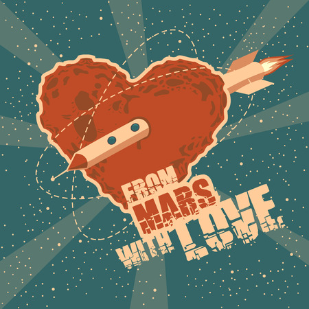 Vintage space greeting card with heart shapeのイラスト素材