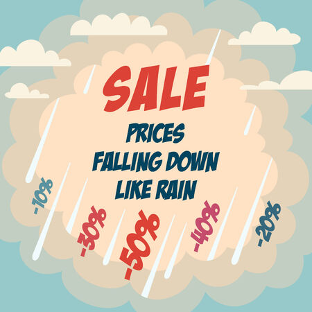 Sale advertising poster with cloudy sky background. のイラスト素材