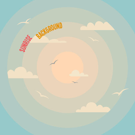 Circles on a sunrise vintage background with a cloudsのイラスト素材
