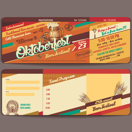 Vintage style Oktoberfest german beer festival invitation template vectorのイラスト素材