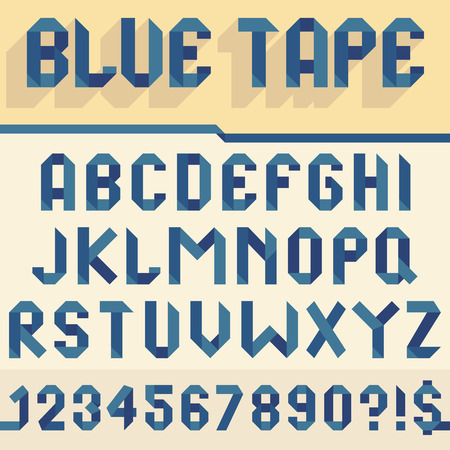 Alphabet set folded of blue tapeのイラスト素材
