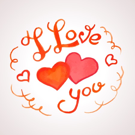 I Love you watercolor lettering for Valentines day greeting cardのイラスト素材
