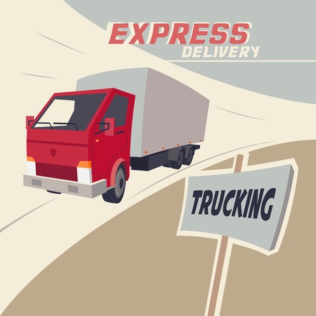 Trucking express delivery. Vintage illustration of a racing truckのイラスト素材