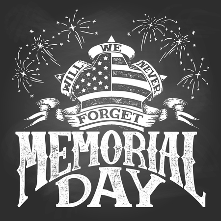Memorial Day. Hand lettering chalkboard illustration.のイラスト素材