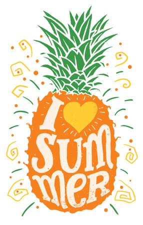 I love summer, Hand drawing typography illustration.のイラスト素材