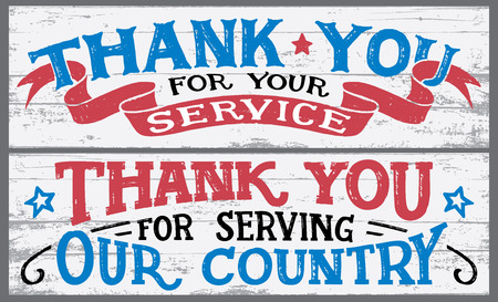 Thank you for your service. Thank you for serving our country. Veterans day hand lettering wood signs. National holiday vintage hand drawn typography designのイラスト素材