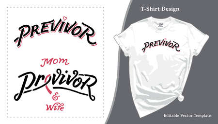 Previvor, Breast Cancer Anxiety Awareness T-shirt Design. Breast Cancer Awareness Tee Template, BRCA Shirtのイラスト素材