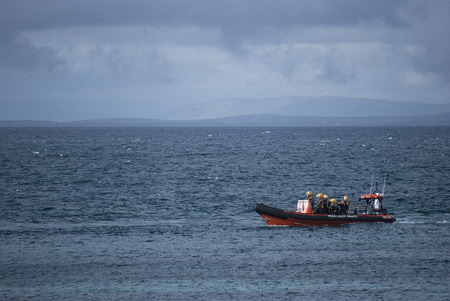 Irish Coast Guard rescue boat training off the coast of County Clare