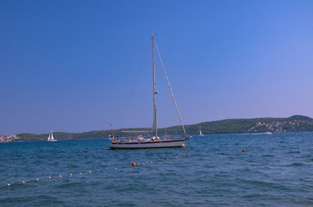 white sailboat in the Adriatic Sea in Croatia