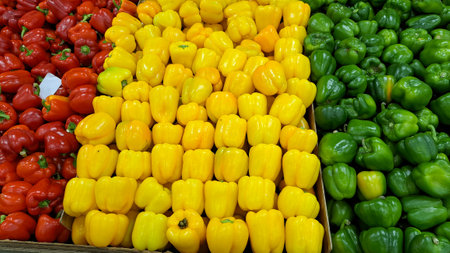 Colorful bell peppers for sale at a market