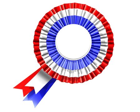 Isolated illustration of a blank rosette in red, white and blue 