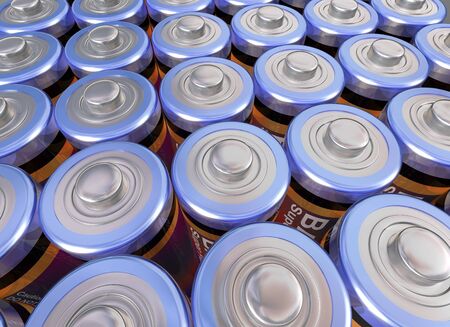 Illustration of an army of batteries ready to march on Toylandの写真素材