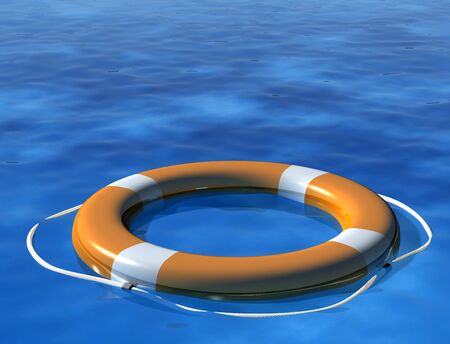 Illustration of a lifebuoy in a lonely sea