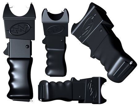 Original illustration of a generic stun gun viewed from various anglesの写真素材
