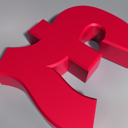 Close up view of a British pound currency symbolの写真素材