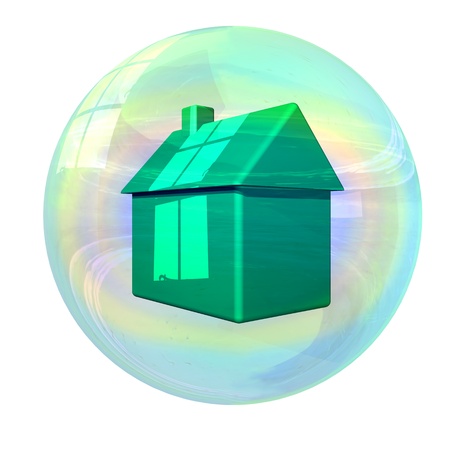 Illustration of stylized house in a bubbleの写真素材
