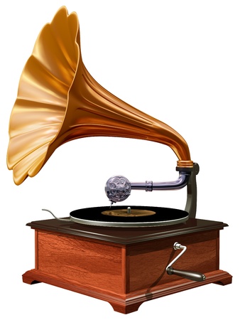 Isolated illustration of antique windup gramophoneの写真素材