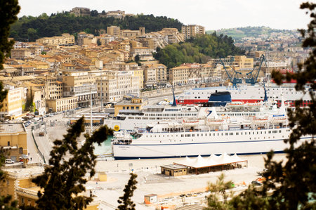 Ancona's harbor view from San Ciriaco Cathedralの写真素材
