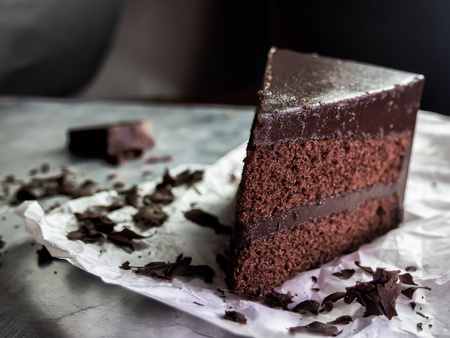chocolate fudge cake,selective focus.の写真素材