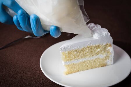 whip cream cake without topping,selective focus.