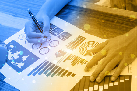 business statistics success concept : businessman analytics financial accounting market chart and graph line  ,selective focus. の写真素材