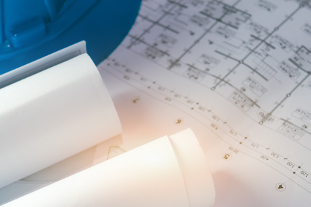 engineering diagram blueprint paper drafting project sketch architectural,selective focus. の写真素材
