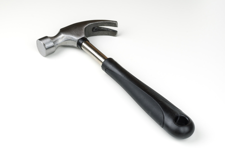 isolated steel hammer on white background , housework hardware capenter instrument.の写真素材